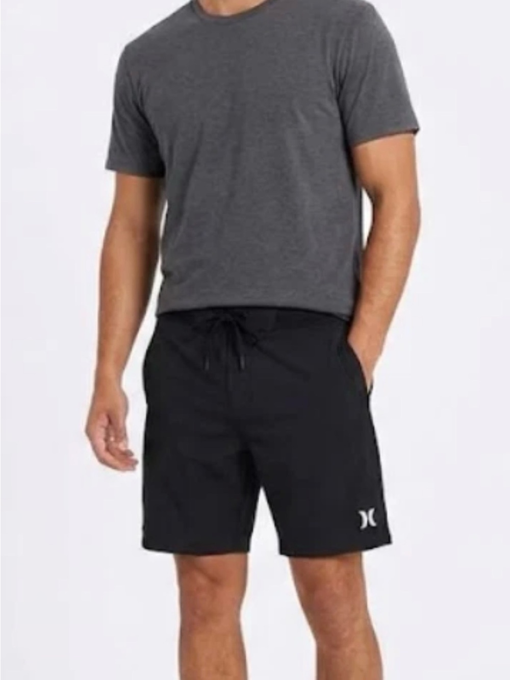 Hurley Mens Board Shorts Swim Trunks Black Drawstring Sz 32 Surfer,Skater,Beach